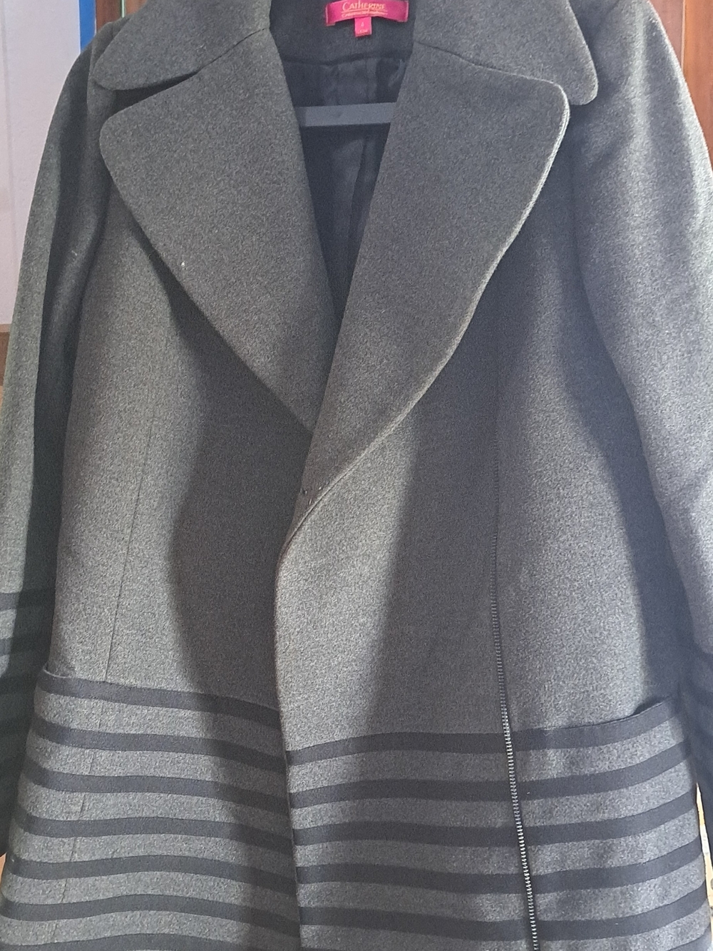 Catherines Gray Striped Pea Coat